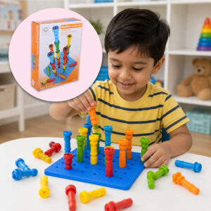 Educational Pegs Building Set (Bubbles & Blocks) | Montessori Toy for Fine Motor Skills, Color Matching & Counting | Ideal for General & Special Needs Development