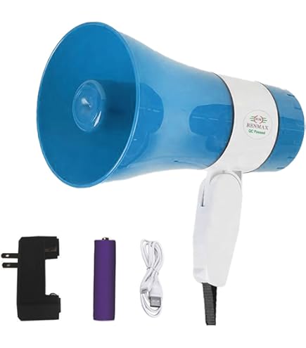 Hand Megaphone | Portable Handheld Megaphone Speaker | Voice Amplifier with Handle & Strap for Events, Sports & Emergency