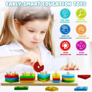 Educational 5-Shape Wooden Sorting & Stacking Tray | Montessori Learning Tool for General & Special Needs Kids | Enhances Fine Motor Skills, Focus & Sensory Development