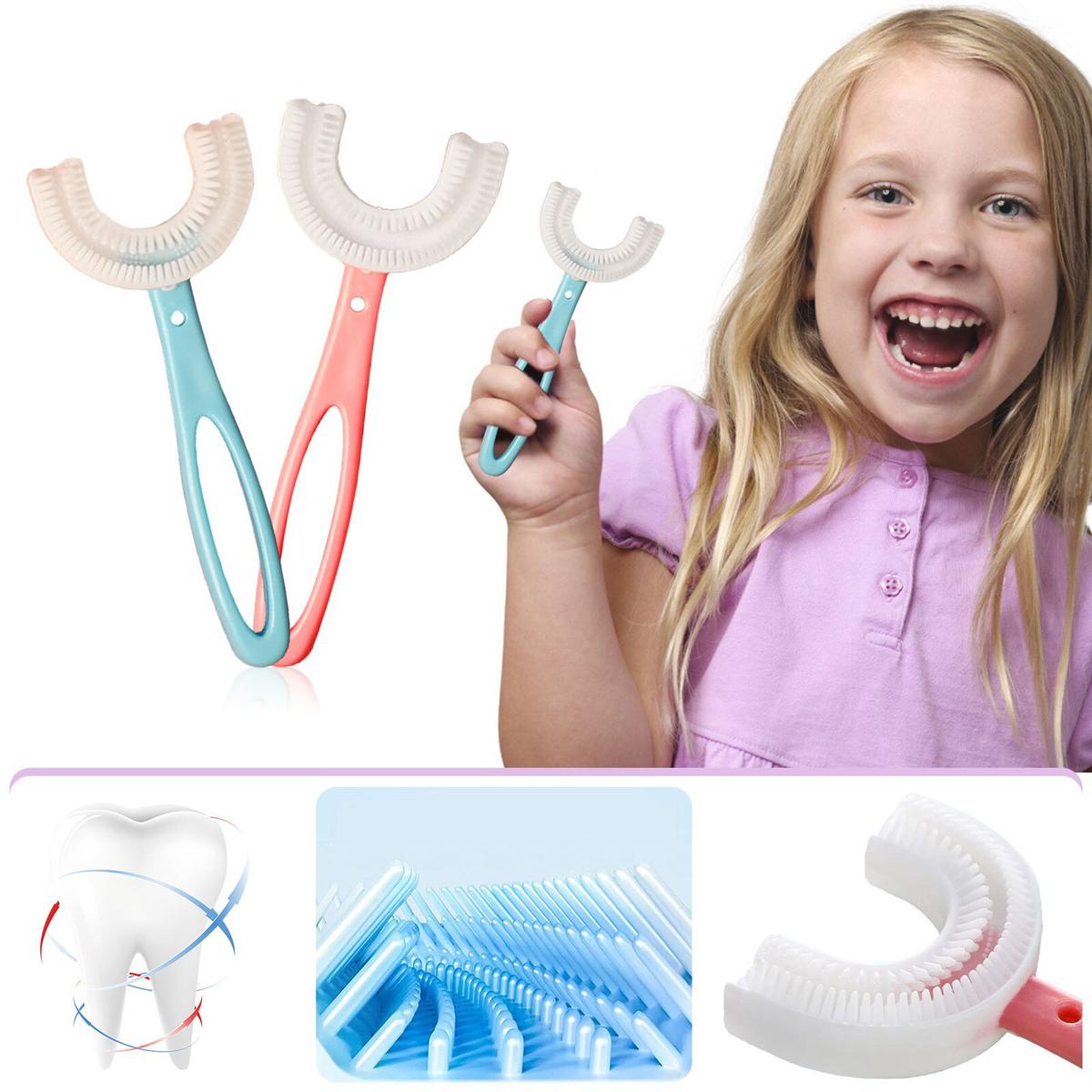U-Shaped Soft Silicone Kids Toothbrush | 360° Comprehensive Oral Cleaning Tool | Safe & Ergonomic Design for General & Special Needs Children