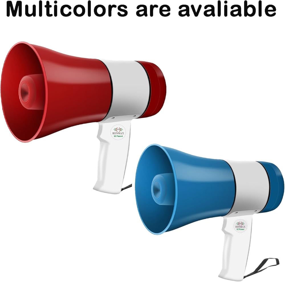 Hand Megaphone | Portable Handheld Megaphone Speaker | Voice Amplifier with Handle & Strap for Events, Sports & Emergency