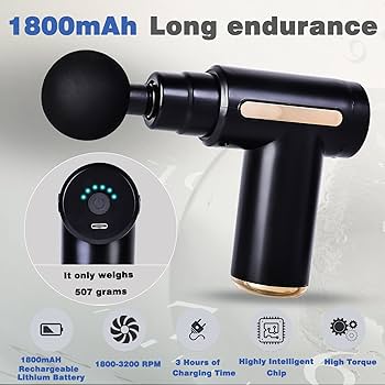 Gun Massager | Muscle Recovery & Relaxation | Rechargeable Portable Body Massager | Deep Tissue Muscle Massage Gun | Electric Handheld Percussion Massager
