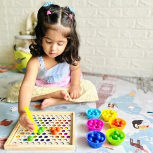 Educational Beads Memory & Color Matching Board Game | Montessori Toy for Fine Motor Skills, Cognitive Development & Focus | Ideal for General & Special Needs Kids