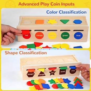 Premium Wooden Shape Sorting Box | Geometric Color & Shape Match Puzzle Board | Fine Motor Skills & Occupational Therapy Toy for Autism, ADHD & Toddlers