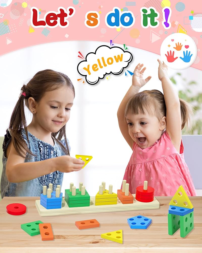 Educational 5-Shape Wooden Sorting & Stacking Tray | Montessori Learning Tool for General & Special Needs Kids | Enhances Fine Motor Skills, Focus & Sensory Development