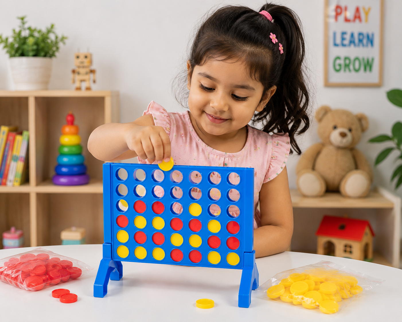 Plot 4 Connect Game | 4 Connect Strategy Board Game | Educational Sensory & Logical Thinking Toy for Kids | Enhances Critical Thinking, Fine Motor Skills & Social Interaction
