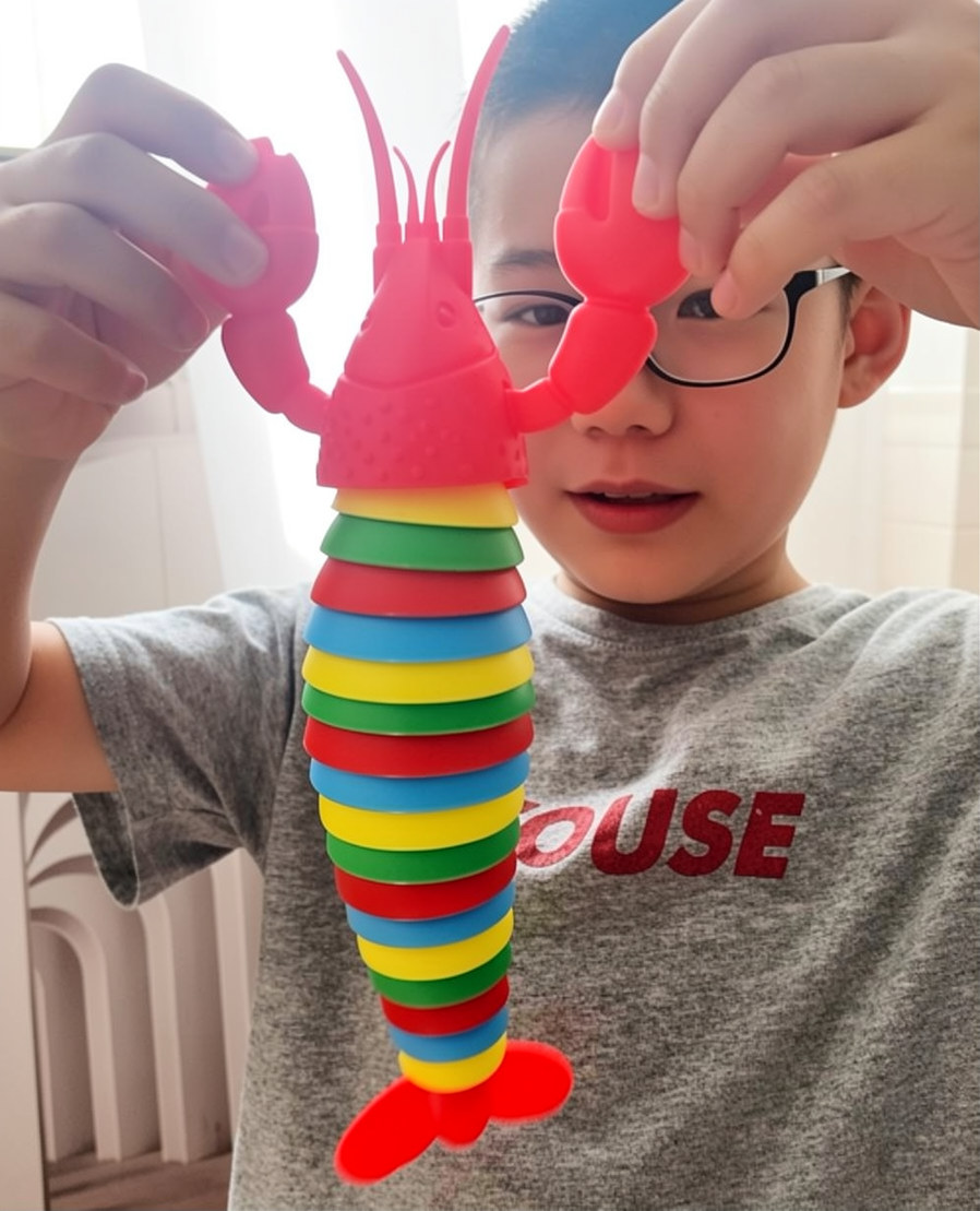 Slug Lobster Toy Flexible Articulated Lobster Sensory Toy | Fidget & Stress Relief Toy for General & Special Needs Kids | Enhances Fine Motor Skills, Focus & Calming Sensory Stimulation