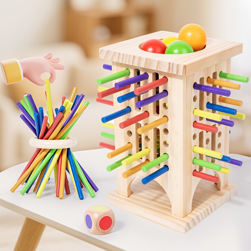 Stick Pulling & Ball Drop Game | Sensory & Educational Board Toy for Kids | Enhances Fine Motor Skills, Hand-Eye Coordination & Logical Thinking