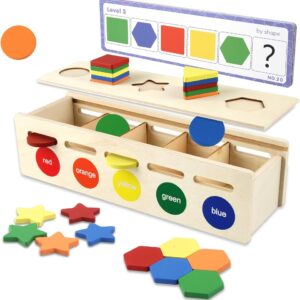 Premium Wooden Shape Sorting Box | Geometric Color & Shape Match Puzzle Board | Fine Motor Skills & Occupational Therapy Toy for Autism, ADHD & Toddlers