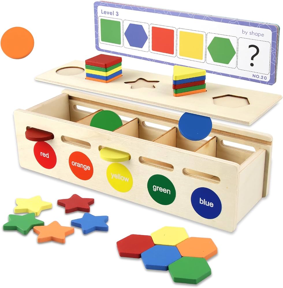 Premium Wooden Shape Sorting Box | Geometric Color & Shape Match Puzzle Board | Fine Motor Skills & Occupational Therapy Toy for Autism, ADHD & Toddlers