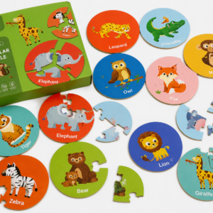 Wooden Circular Animal Puzzle Set | Educational Montessori Toy for Kids | Sensory & Fine Motor Skill Development | Problem-Solving & Cognitive Learning Toy