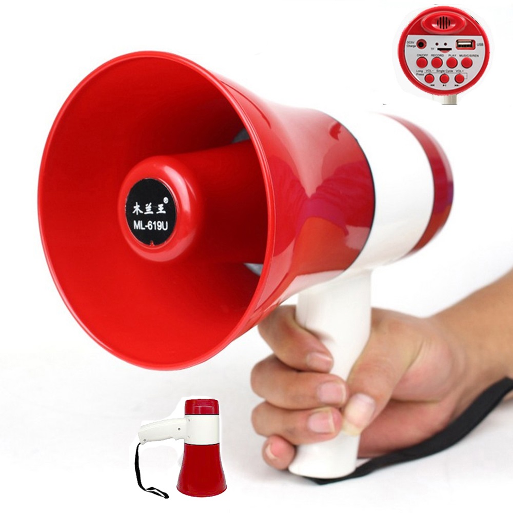 Hand Megaphone | Portable Handheld Megaphone Speaker | Voice Amplifier with Handle & Strap for Events, Sports & Emergency