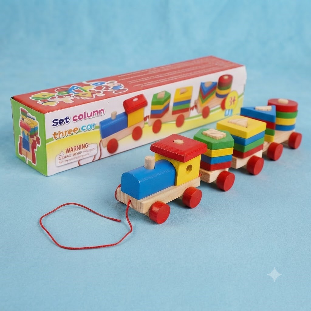 Wooden Shape Sorting Pull Train | Montessori Educational Toy for Kids | Sensory & Fine Motor Skill Development | Shape & Color Recognition Toy