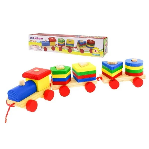 Wooden Shape Sorting Pull Train | Montessori Educational Toy for Kids | Sensory & Fine Motor Skill Development | Shape & Color Recognition Toy