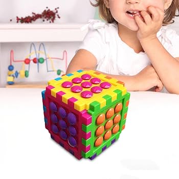 Sensory Button Pop Cube Toy | Interactive Fine Motor & Tactile Learning Toy for Kids | Anxiety Relief, Focus & Cognitive Development Tool